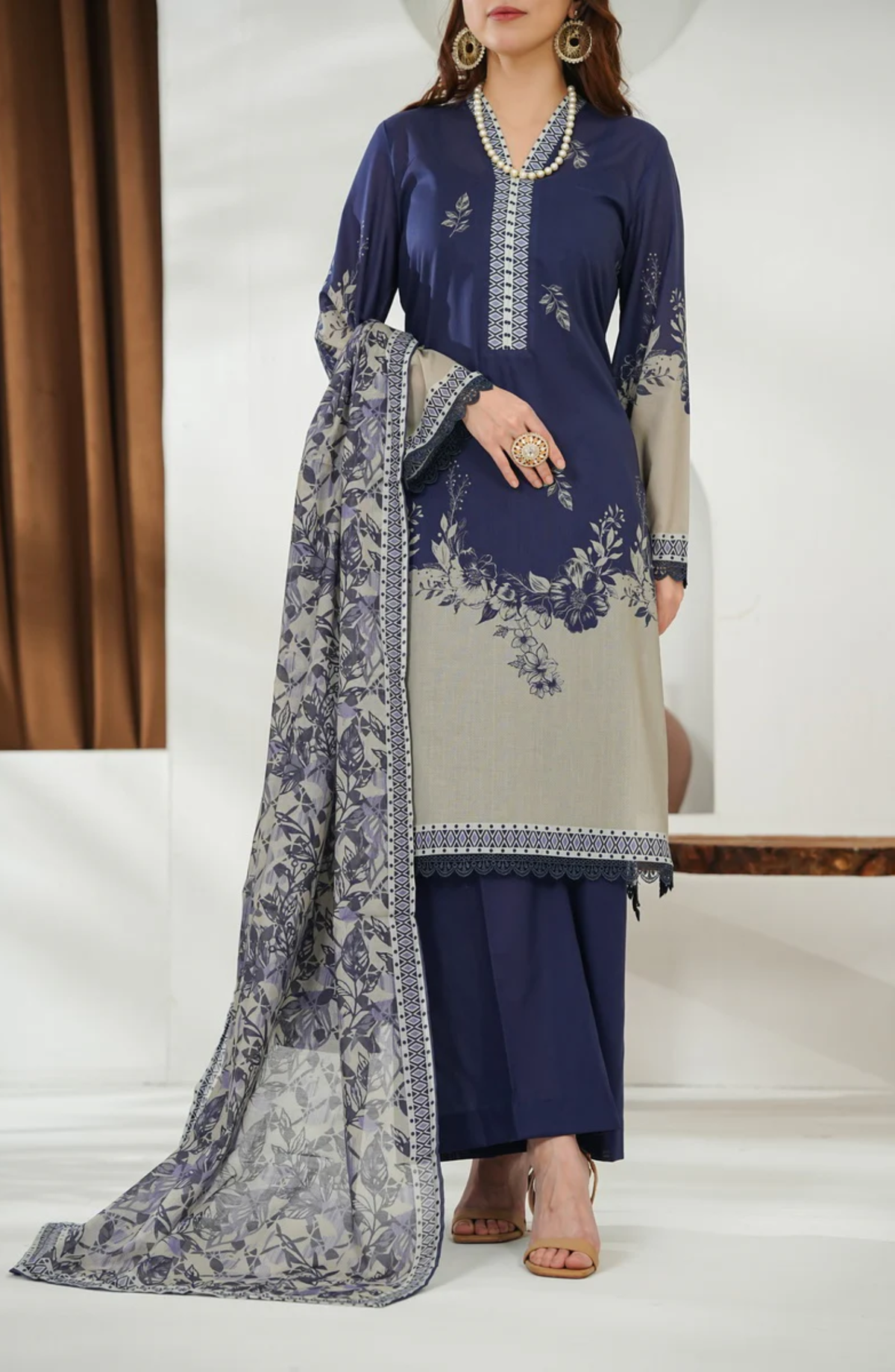 Misri Lawn by VS Textile | Printed Lawn 3 Piece Unstitched Suit D-1