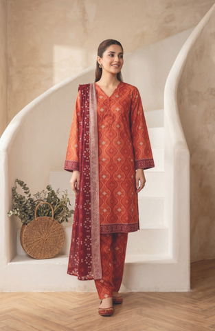 AREEMAN V2 by Shahid Tawakkal | Rotary Printed Lawn 3 Piece Stitched Suit D-5