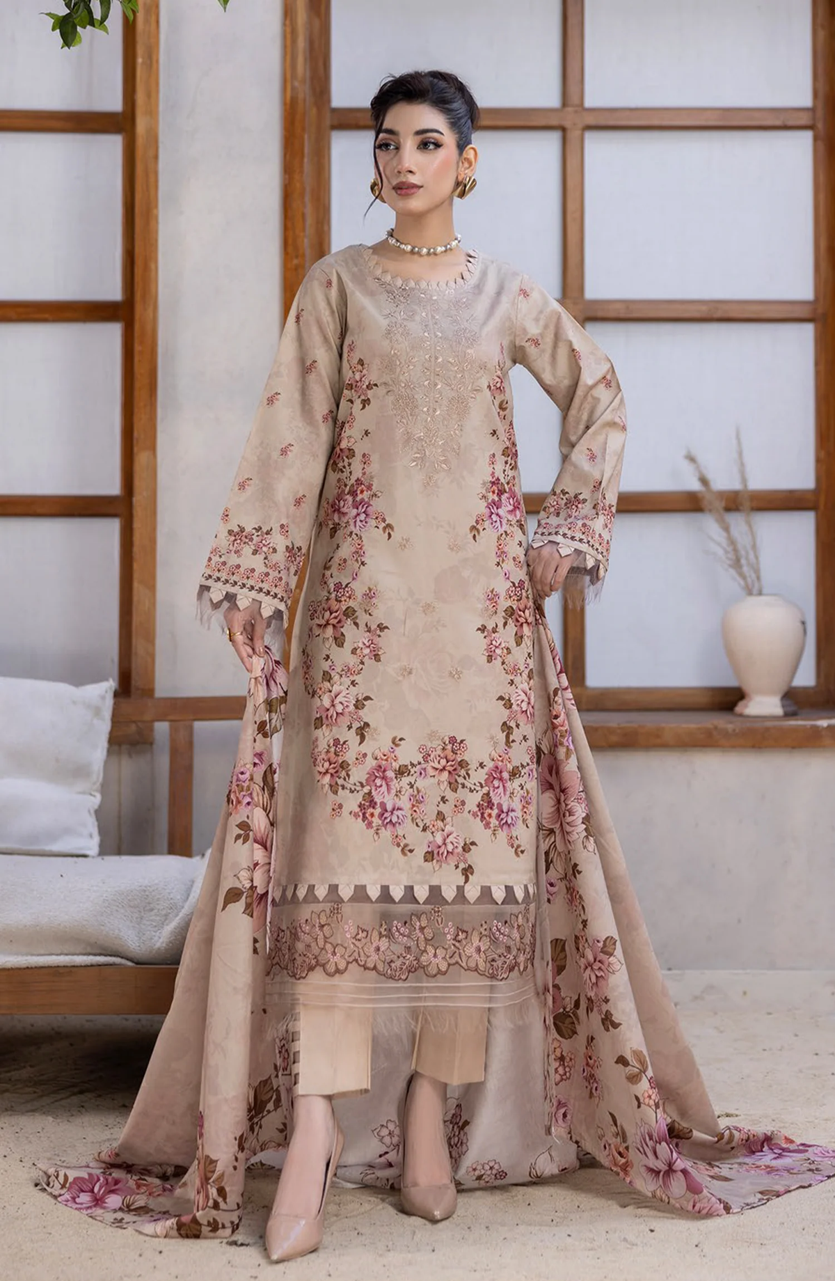 Coco by Panache | Embroidered Lawn 3 Piece Unstitched Suit D-1