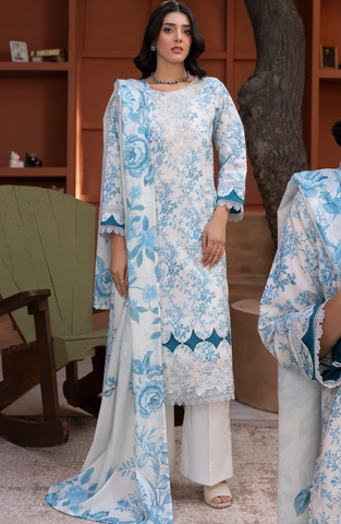 Sanam Saeed Premium | Embroidered Lawn 3 Piece Unstitched Suit D-1