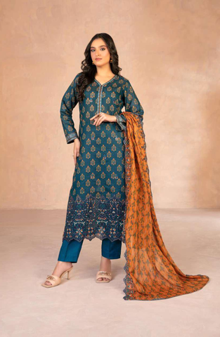 DAALIYA by Shahid Tawakkal | Embroidered Digital Printed Chamki Lawn 3 Piece Unstitched Suit D-1
