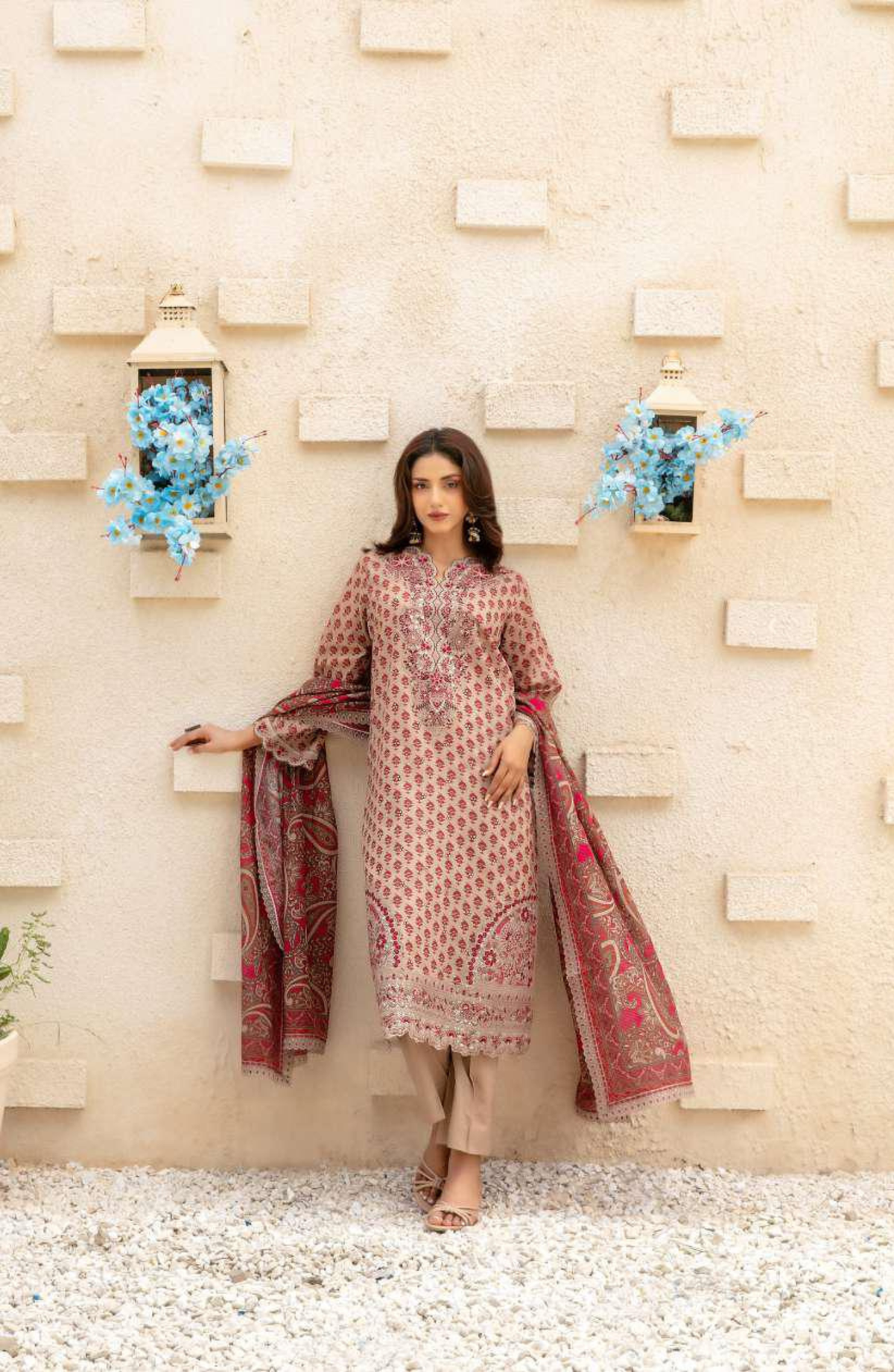 Laveen by Tawakkal Fabrics | Embroidered Digital Printed Lawn 3 Piece Unstitched Suit D-1
