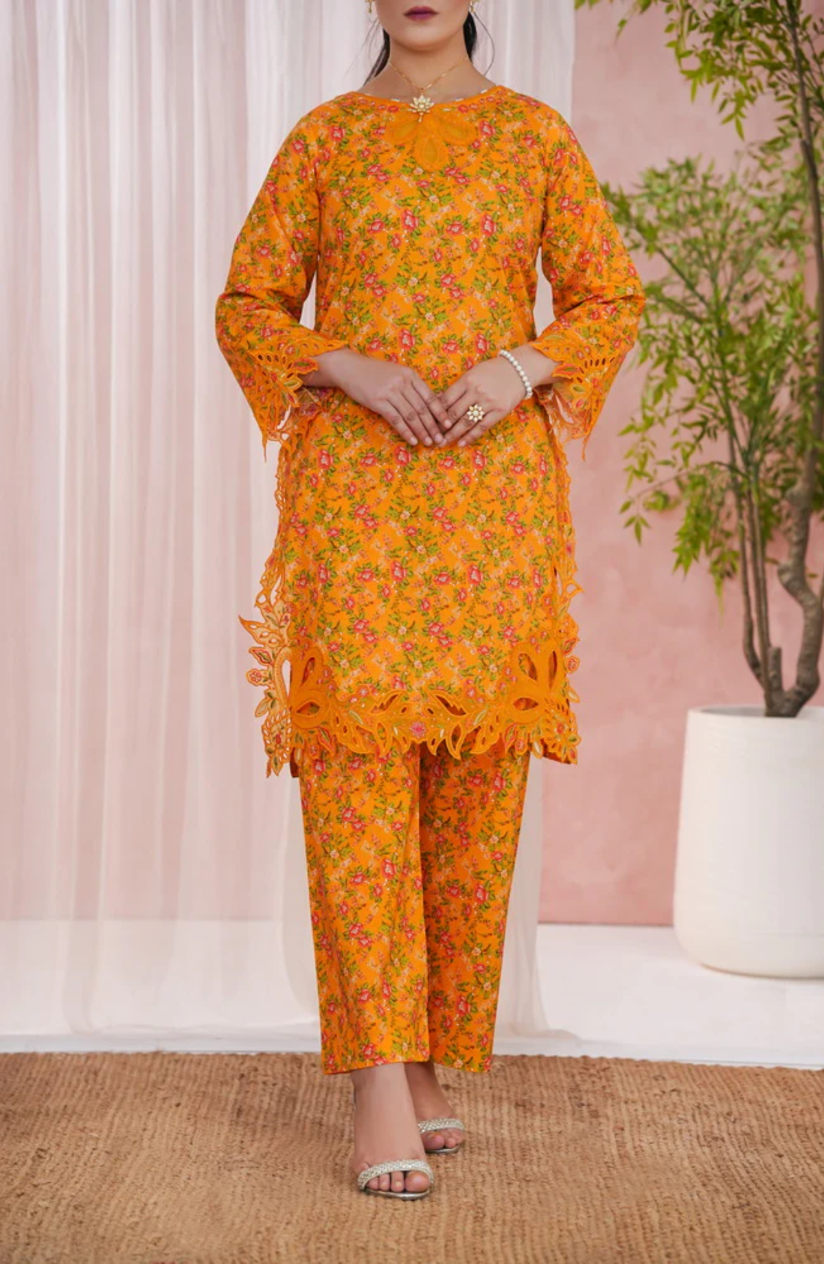 AIRA by Aizal | Festive Embroidered & Printed Lawn 2 Piece Stitched Suit D-4