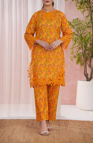 AIRA by Aizal | Festive Embroidered & Printed Lawn 2 Piece Stitched Suit D-4