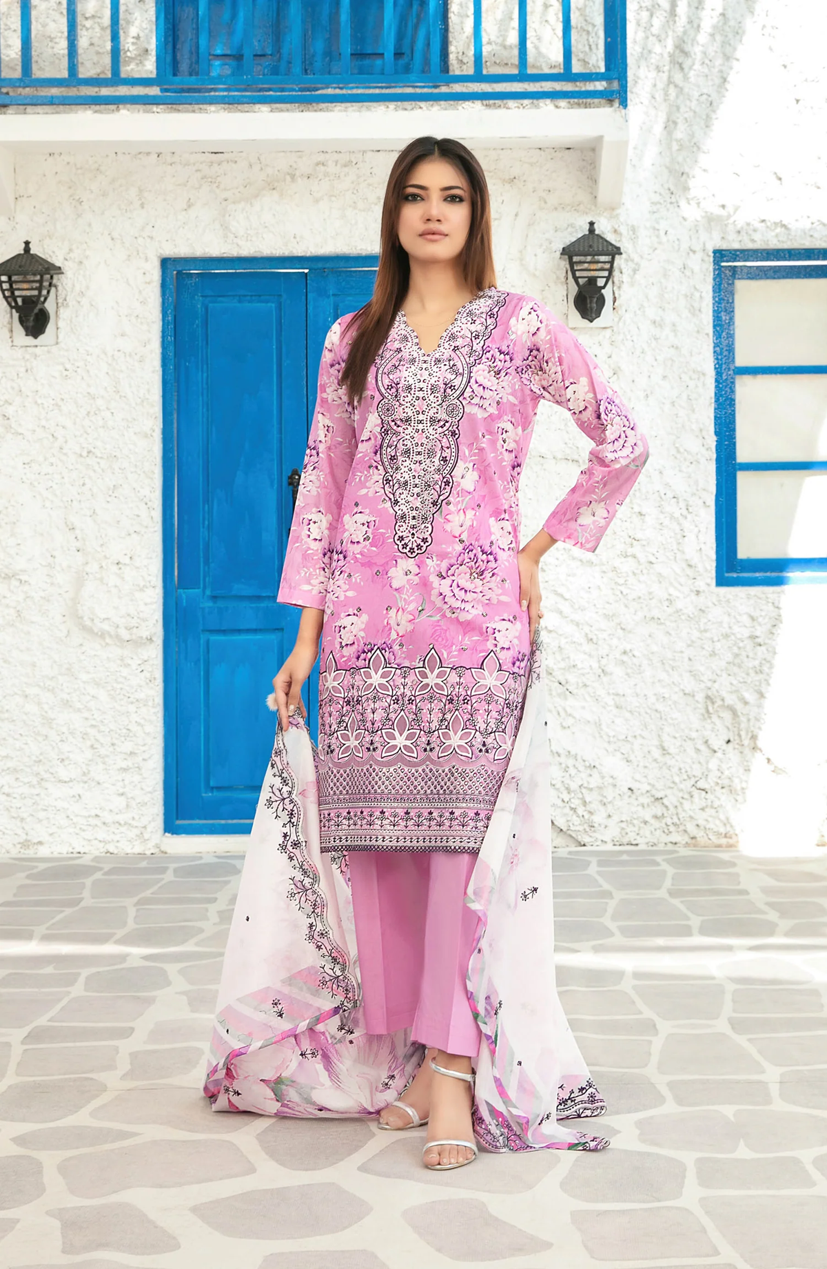 Parizah by Tawakkal | Embroidered Lawn 3 Piece Unstitched Suit D-1