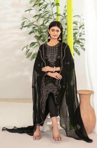 Nadia by Tawakkal Fabrics | Fancy Embroidered Cross Slub Lawn 3 Piece Unstitched Suit D-5