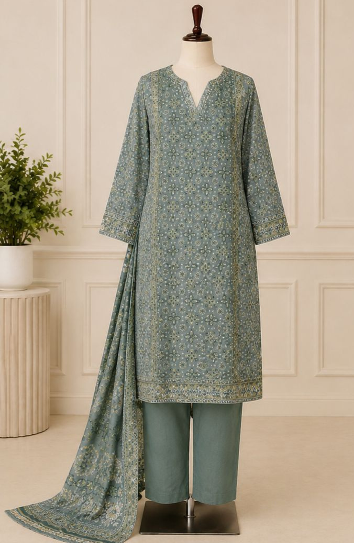 Bin Saeed | Printed Lawn 3 Piece Stitched Suit D-6