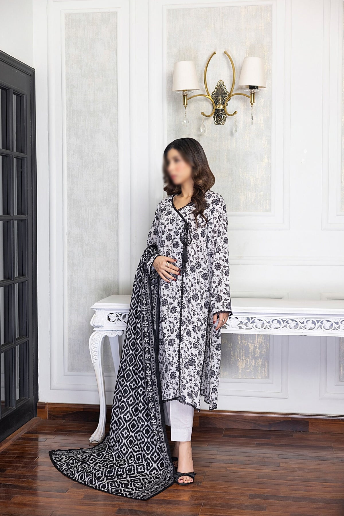 Black & White Vol3 Salina Digital Print Un Stitched 3 Pcs By Regalia Textile D-1