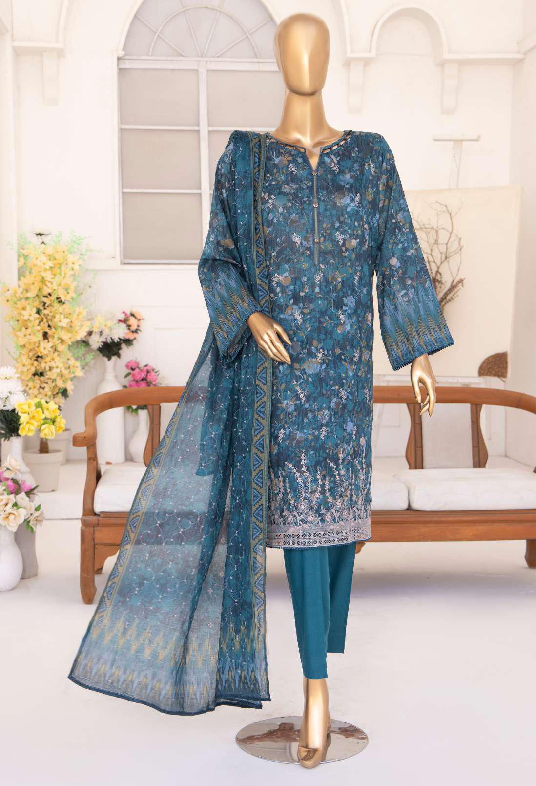 Elite V2 by HZ Textiles EmbLawn Unstitched 3 Piece Suit  D-213