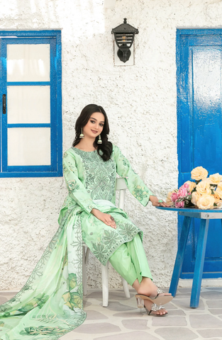 Parizah by Tawakkal | Embroidered Lawn 3 Piece Unstitched Suit D-7
