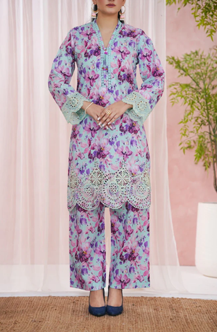 AIRA by Aizal | Festive Embroidered & Printed Lawn 2 Piece Stitched Suit D-3