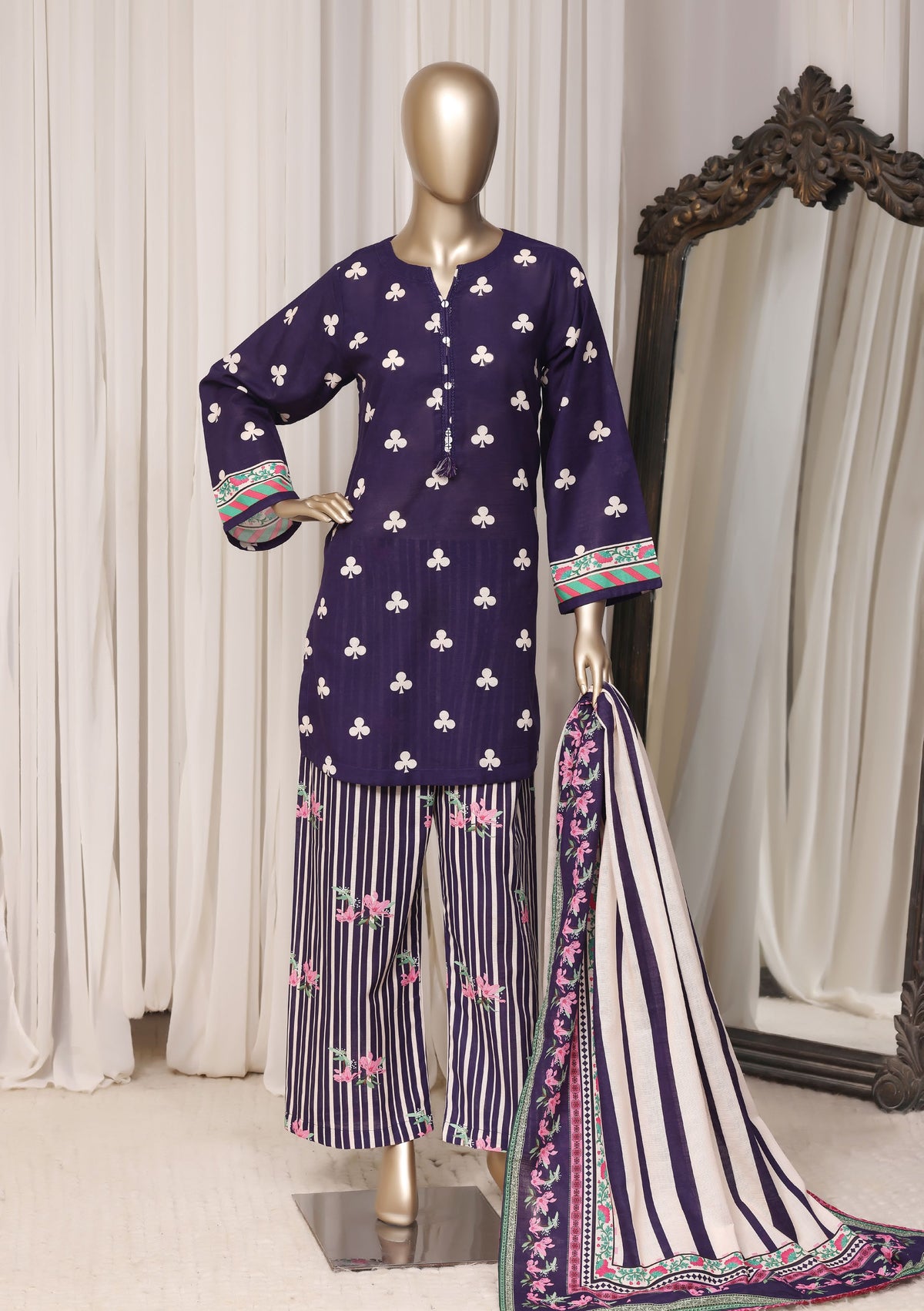 Sadabahar Printed Khaddar Winter collection Stitched 3 Piece Suit D-5