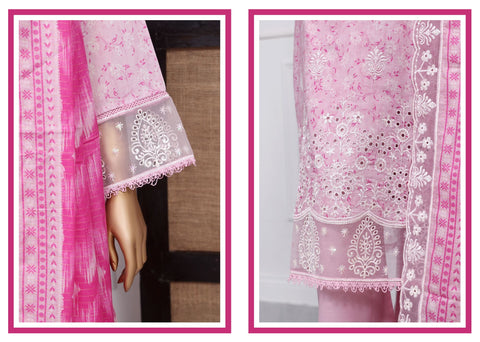 Amyrah Festive Embroidered Lawn 3 Pcs Coll:2025 Sadabahar  D-07 Pink