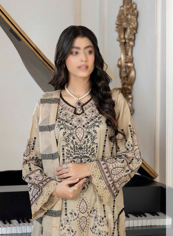 SHAB O ROZ EMB JACQUARD LAWN UN STITCHED 3 PCS JOHRA 872
