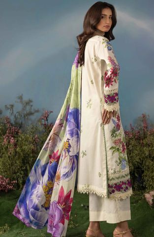 Luxury Embroidered Lawn Unstitched 3 Piece Suit Butterfly by Riaz Arts D-8