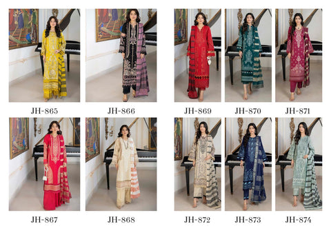 SHAB O ROZ EMB JACQUARD LAWN UN STITCHED 3 PCS JOHRA 873