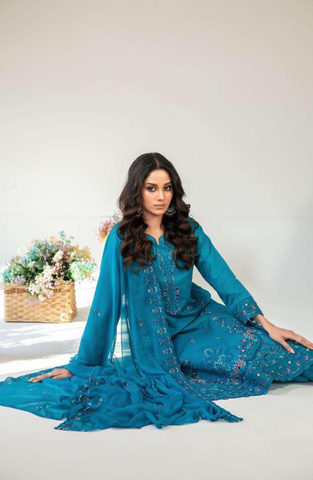 Amberea by Tawakkal Fabrics | Fancy Embroidered Lawn 3 Piece Unstitched Suit D-1