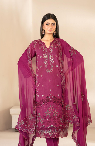 Selma by Shahid Tawakkal | Fancy Embroidered 3 Piece Unstitched Lawn Suit D-1