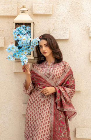 Laveen by Tawakkal Fabrics | Embroidered Digital Printed Lawn 3 Piece Unstitched Suit D-1