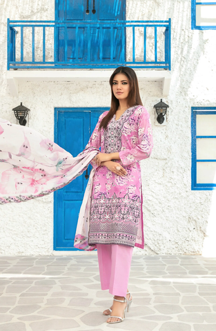 Parizah by Tawakkal | Embroidered Lawn 3 Piece Unstitched Suit D-1