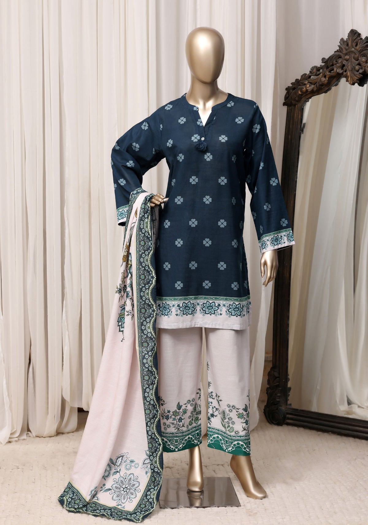 Sadabahar Printed Khaddar Winter collection Stitched 3 Piece Suit D-1