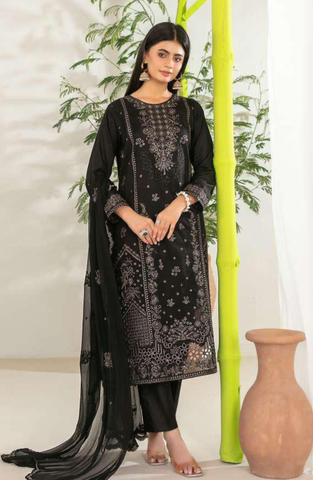 Nadia by Tawakkal Fabrics | Fancy Embroidered Cross Slub Lawn 3 Piece Unstitched Suit D-5