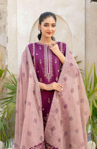 MALA by Shahid Tawakkal | Fancy Embroidered Lawn 3 Piece Unstitched Suit D-1