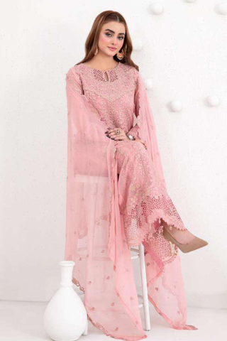 SATORI by Tawakkal Fabrics | Fancy Embroidered Chiffon 3 Piece Semi-Stitched Suit D-1