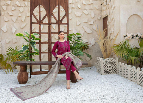 MALA by Shahid Tawakkal | Fancy Embroidered Lawn 3 Piece Unstitched Suit D-2