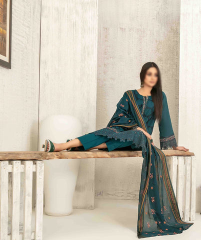 Hiranur Embroidered Schiffli Lawn Semi Stitched By Tawakkal Fab D-3200