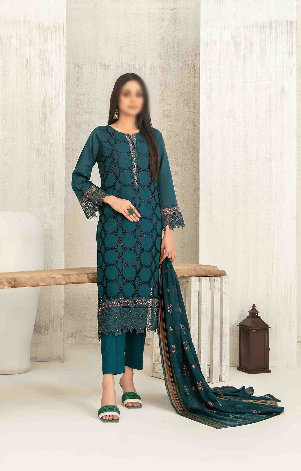 Hiranur Embroidered Schiffli Lawn Semi Stitched By Tawakkal Fab D-3200