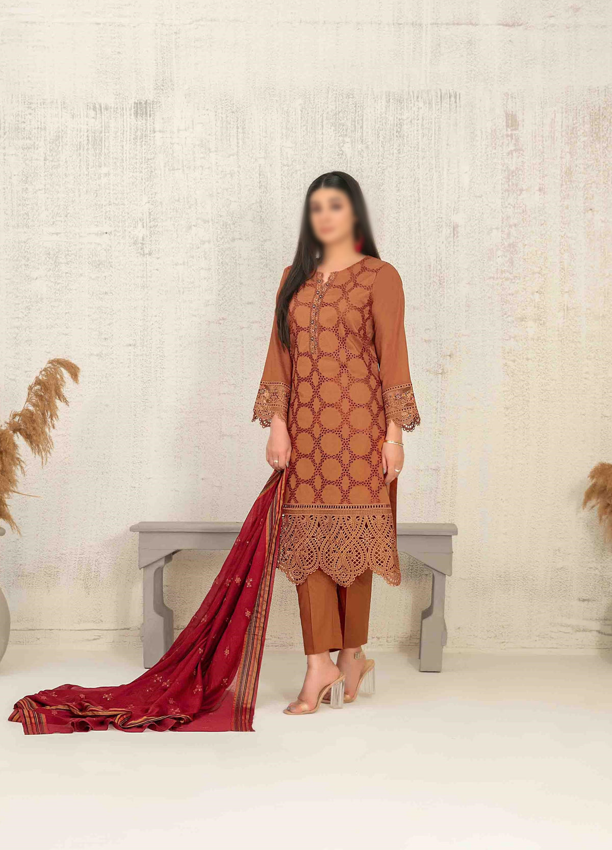 Hiranur Embroidered Schiffli Lawn Semi Stitched By Tawakkal Fab D-3201