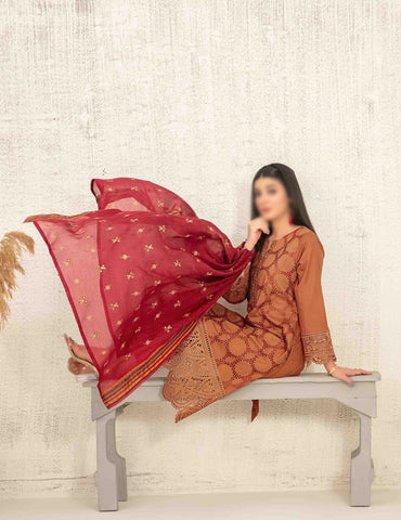 Hiranur Embroidered Schiffli Lawn Semi Stitched By Tawakkal Fab D-3201