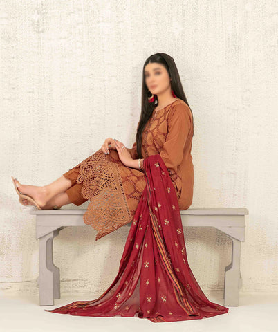 Hiranur Embroidered Schiffli Lawn Semi Stitched By Tawakkal Fab D-3201