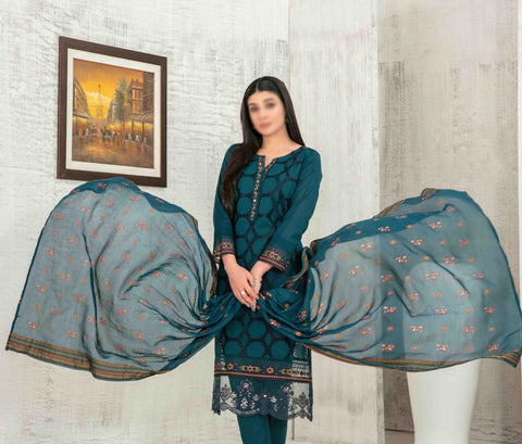 Hiranur Embroidered Schiffli Lawn Semi Stitched By Tawakkal Fab D-3202