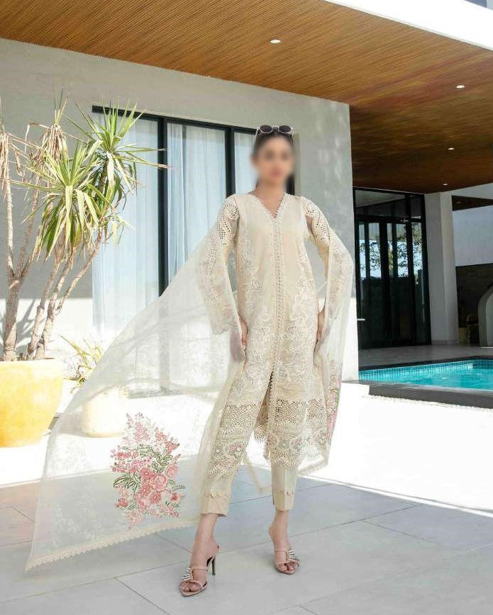 Zevira Semi Stitched  Fancy Heavy Embroidered Lawn Coll-2025 D-3248