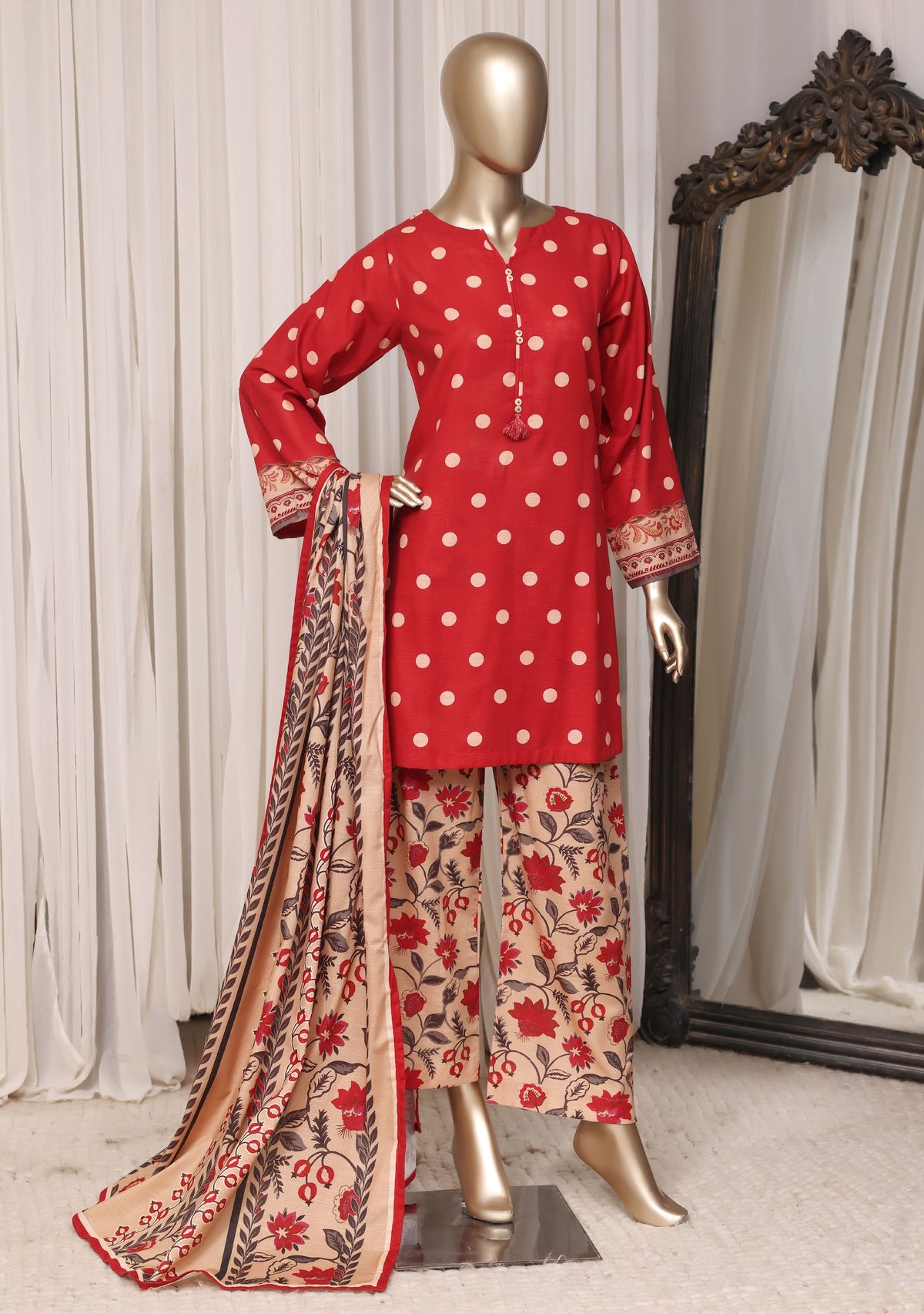Sadabahar Printed Khaddar Winter collection Stitched 3 Piece Suit D-7