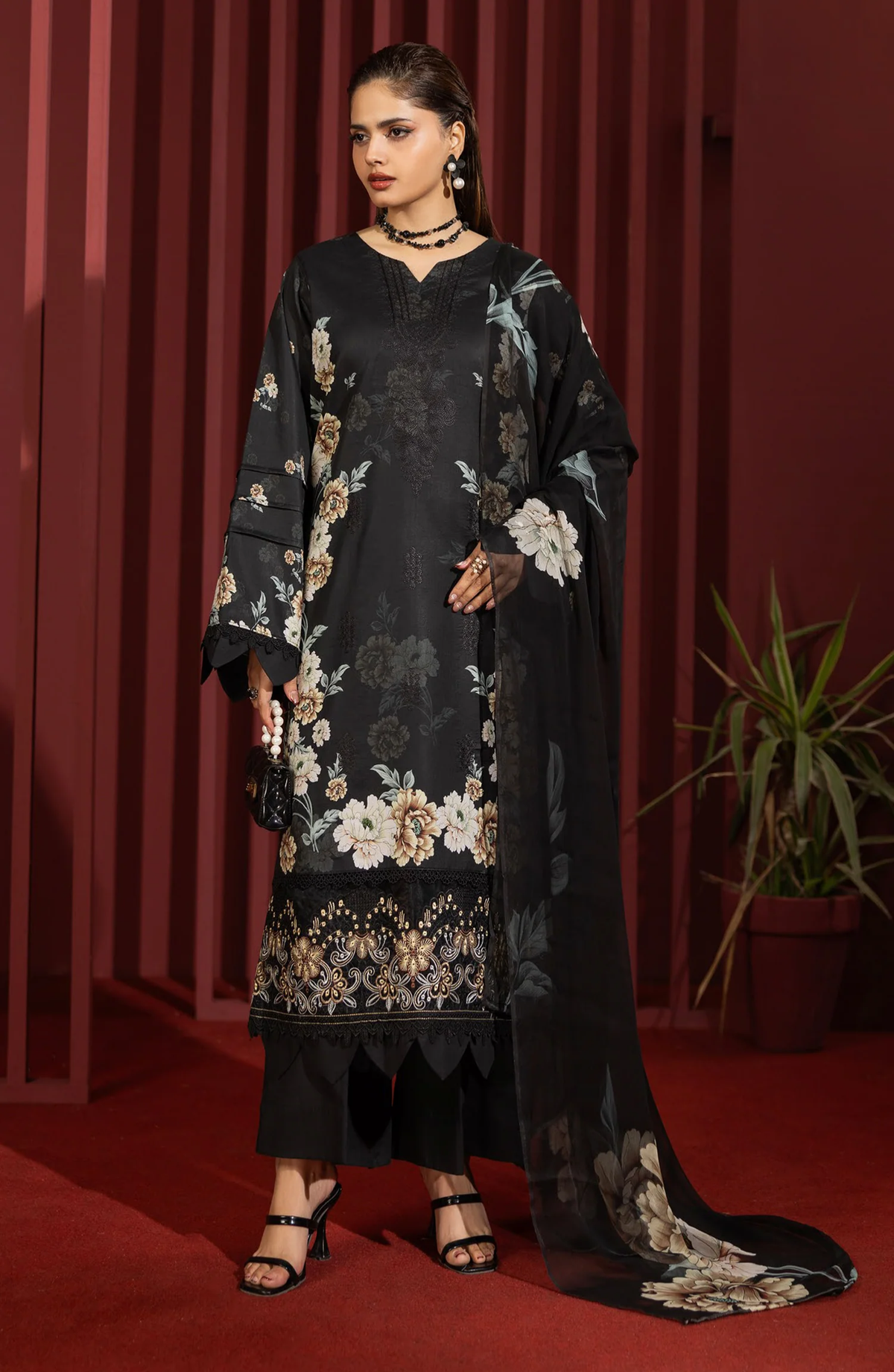 Coco by Panache | Embroidered Lawn 3 Piece Unstitched Suit D-12