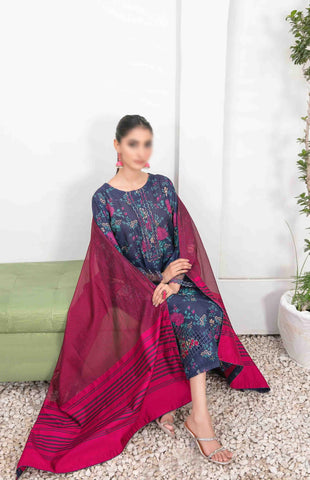 ANALINA Emb Swiss Digital Print  Stitched 3 Piece Suit Coll2025 D-3842