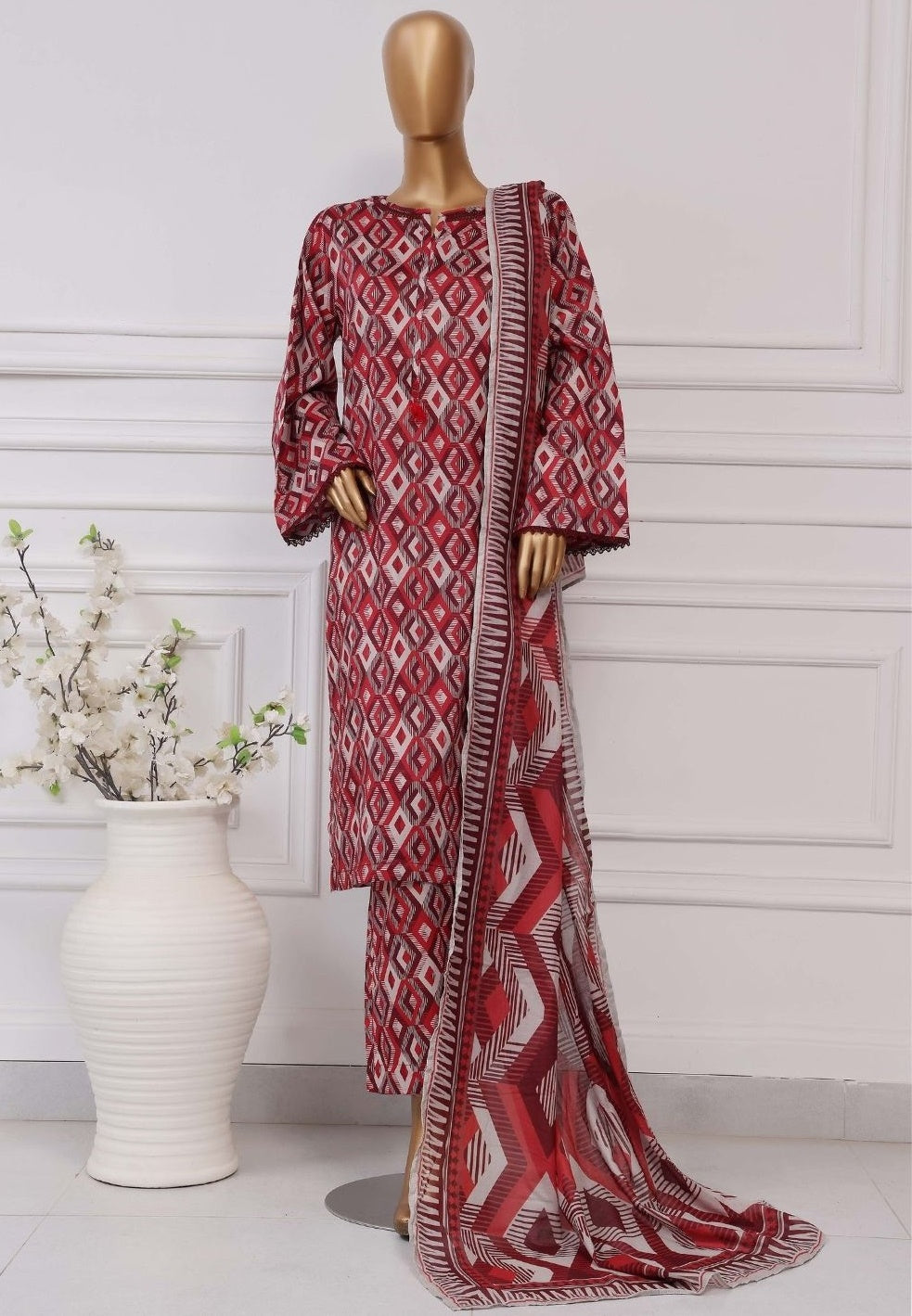 Plain Printed Lawn Vol-04 By Sadabahar D-06