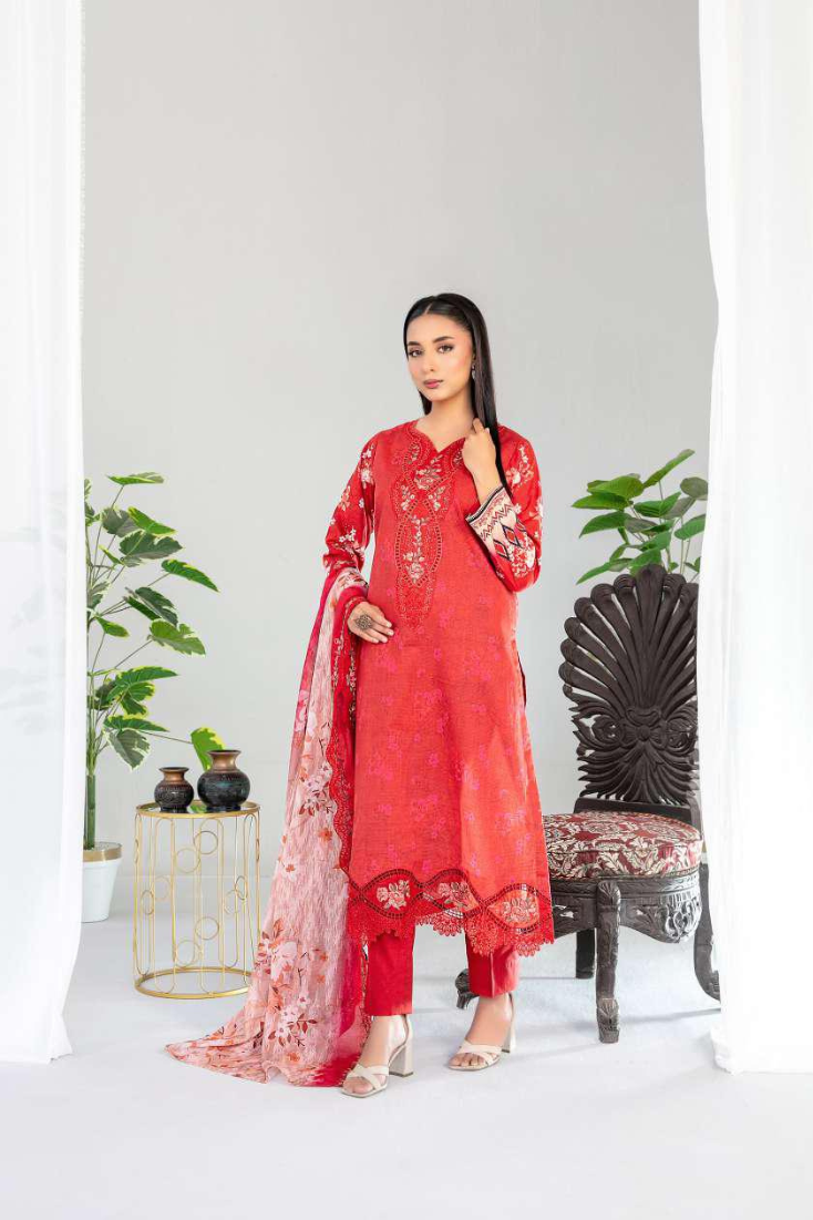 Teyana by Tawakkal Fabrics | Embroidered Digital Printed Lawn 3 Piece Unstitched Suit D-5