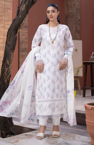 Sanam Saeed Premium | Embroidered Lawn 3 Piece Unstitched Suit D-2