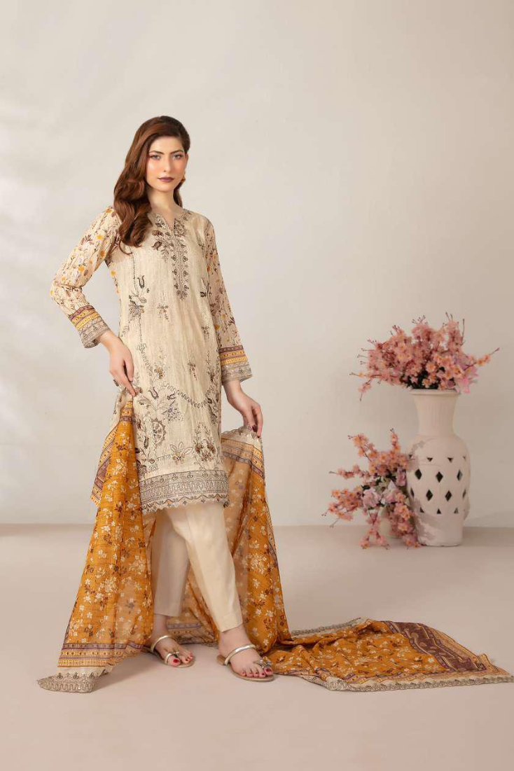 Mamora by Tawakkal Fabrics | Embroidered Digital Printed Lawn 3 Piece Unstitched Suit D-2