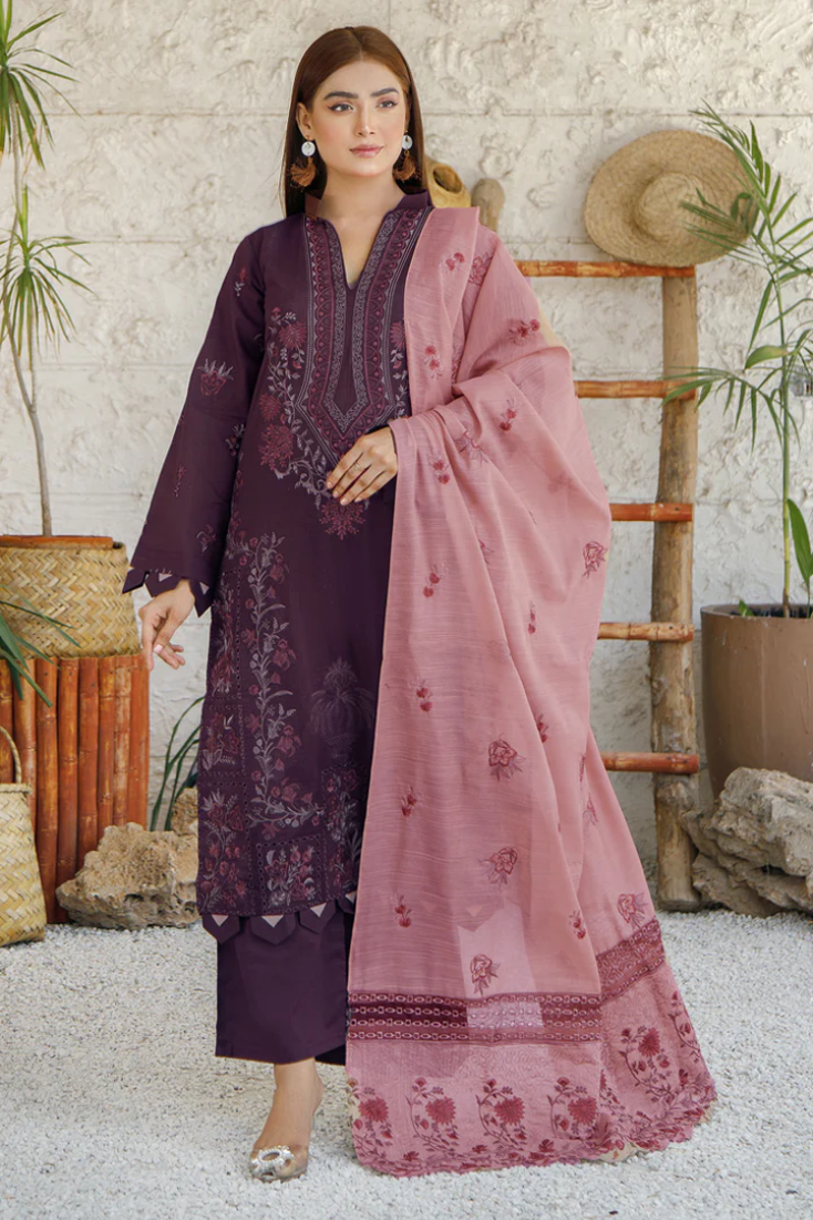Marjjan by Al Zohaib Arts – Chashni Lawn Unstitched 3 Piece Suit (MNC-255 | Plum)