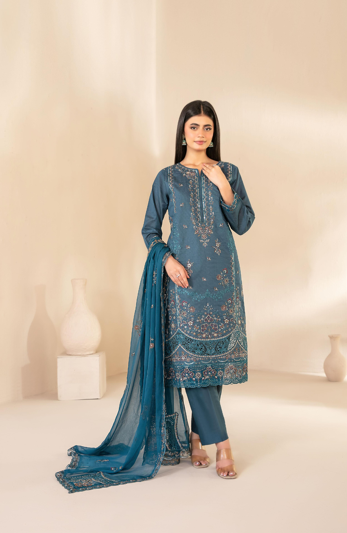 Selma by Shahid Tawakkal | Fancy Embroidered 3 Piece Unstitched Lawn Suit D-2