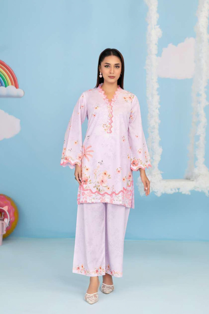 CLOUDS 2 Piece Stitched Printed Crepe Suit D-2