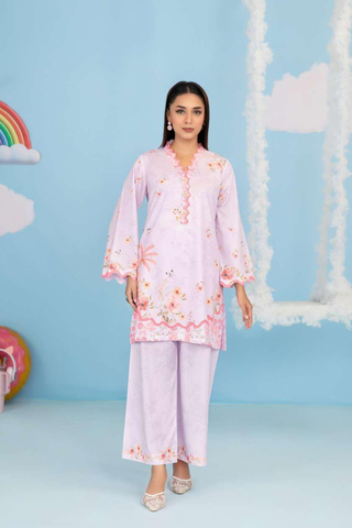 CLOUDS 2 Piece Stitched Printed Crepe Suit D-2