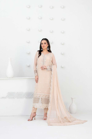 SATORI by Tawakkal Fabrics | Fancy Embroidered Chiffon 3 Piece Semi-Stitched Suit D-2