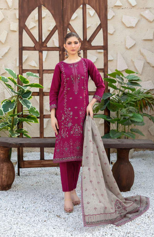 MALA by Shahid Tawakkal | Fancy Embroidered Lawn 3 Piece Unstitched Suit D-2
