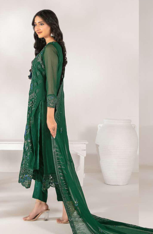 ZARISSA by Tawakkal | Fancy Embroidered Chiffon 3 Piece Semi-Stitched Suit D-2